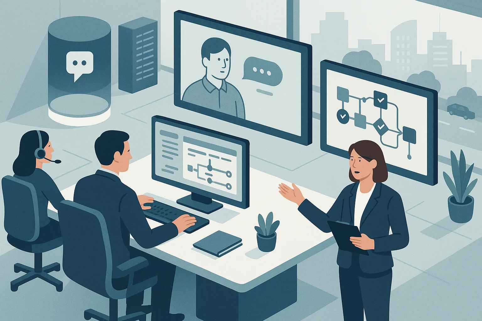 Service assurance scene illustrating Voice AI portfolio prioritization