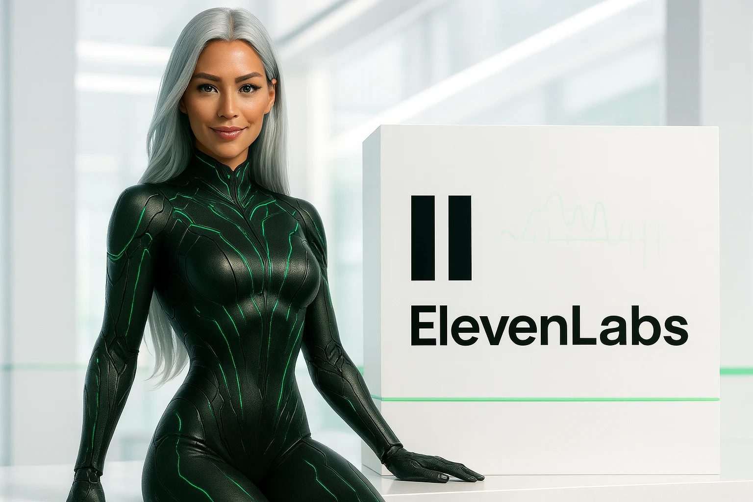 Sasha with ElevenLabs Agents in a Peak Demand Voice AI system profile illustrating Voice AI + speech platform