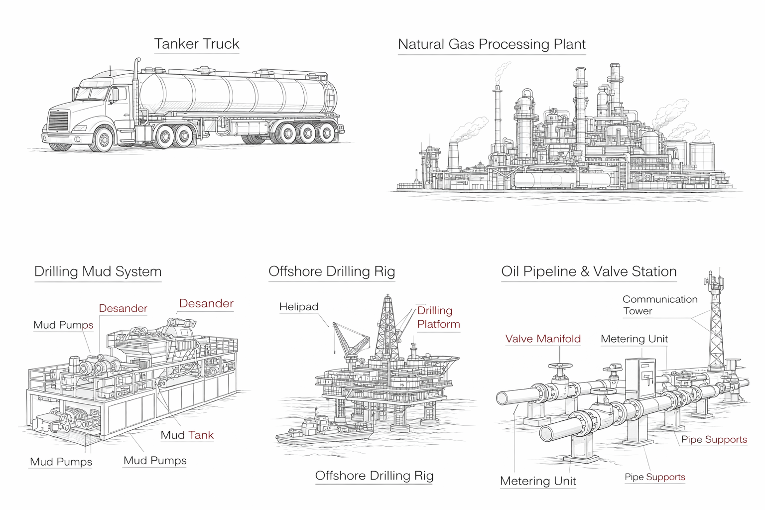 Reference drawings of energy transport and processing equipment