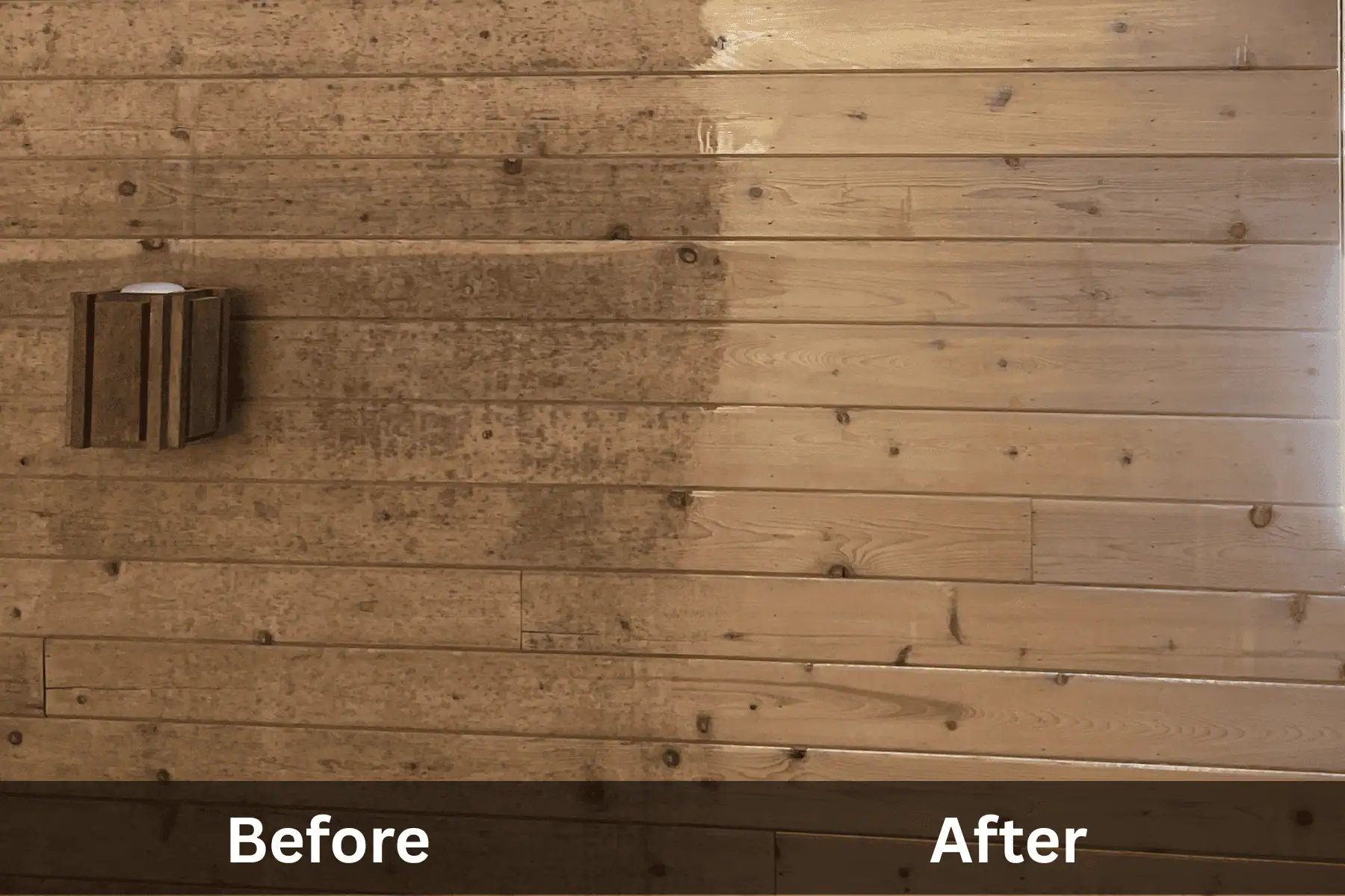 Before and after photo of mold removal on siding