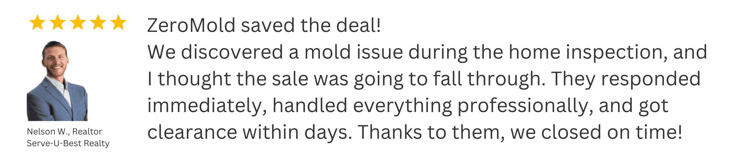 Real Estate agent testimonial 5-star