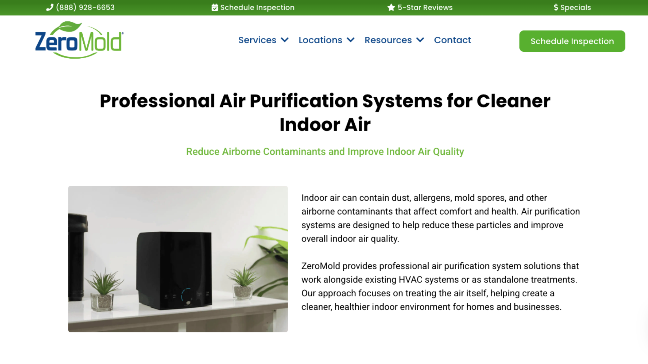 home air purifier filtering mold particles
