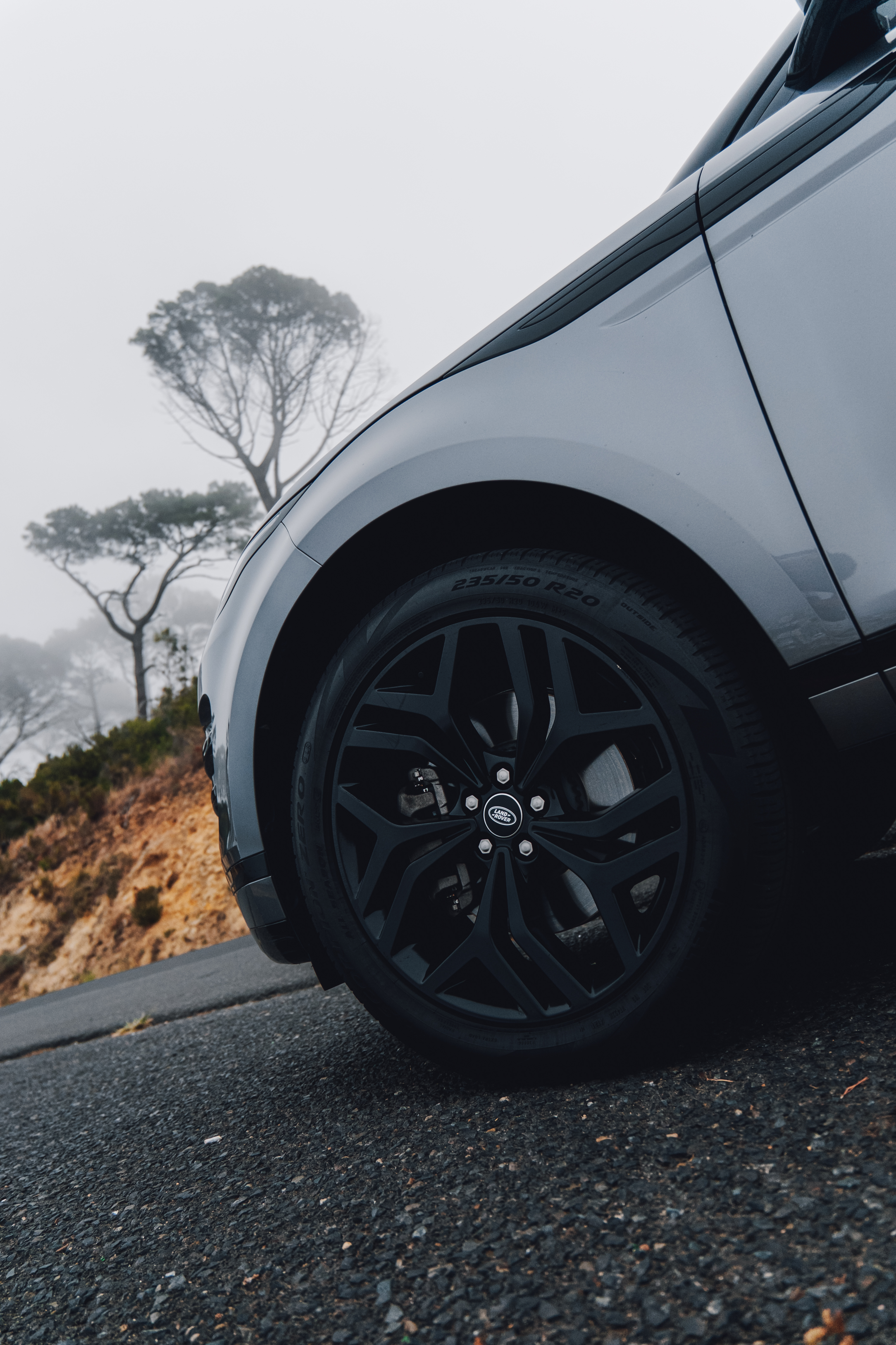 Silver 2022 Range Rover Evoque D200 side view.