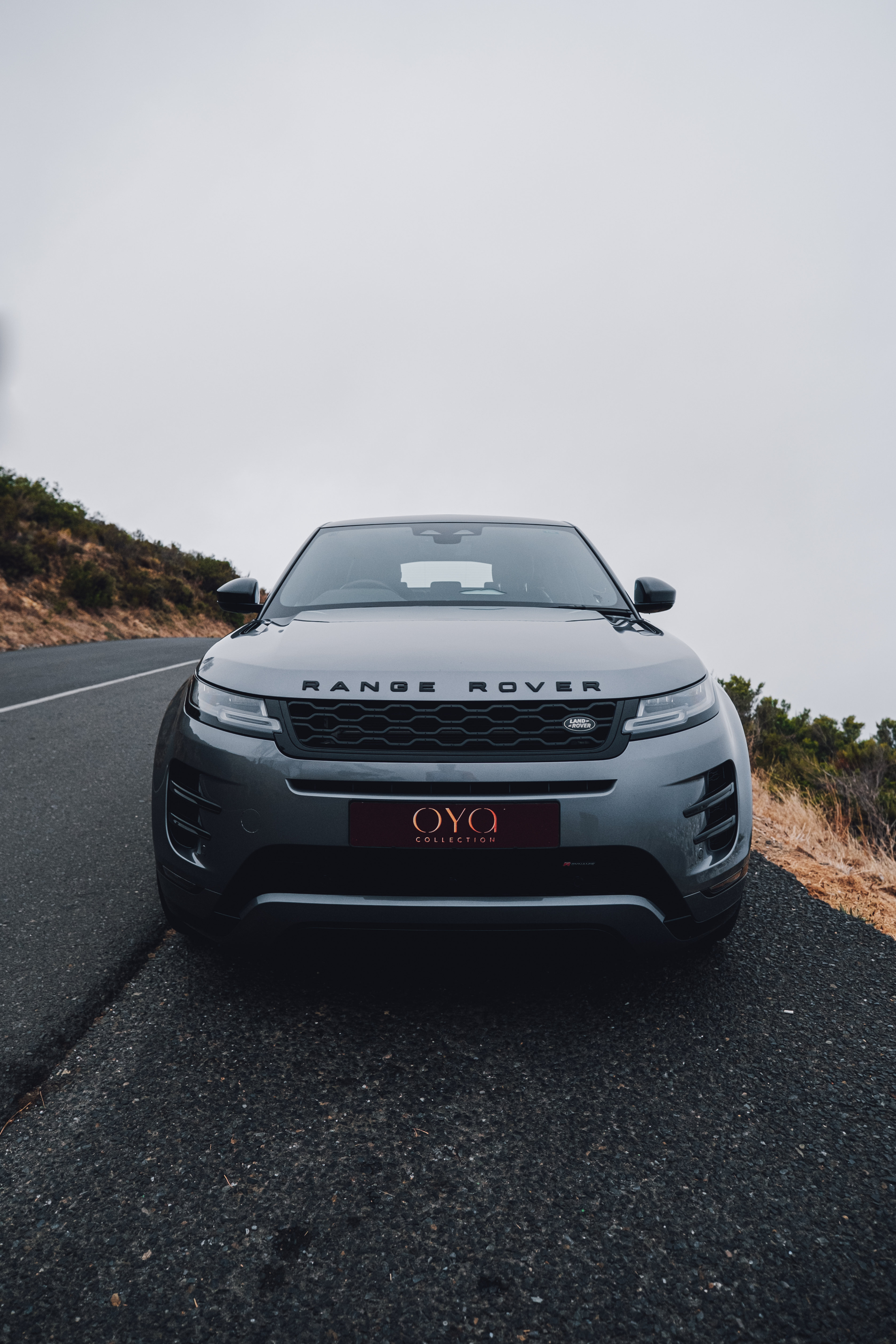Silver 2022 Range Rover Evoque D200 for hire in Cape Town.