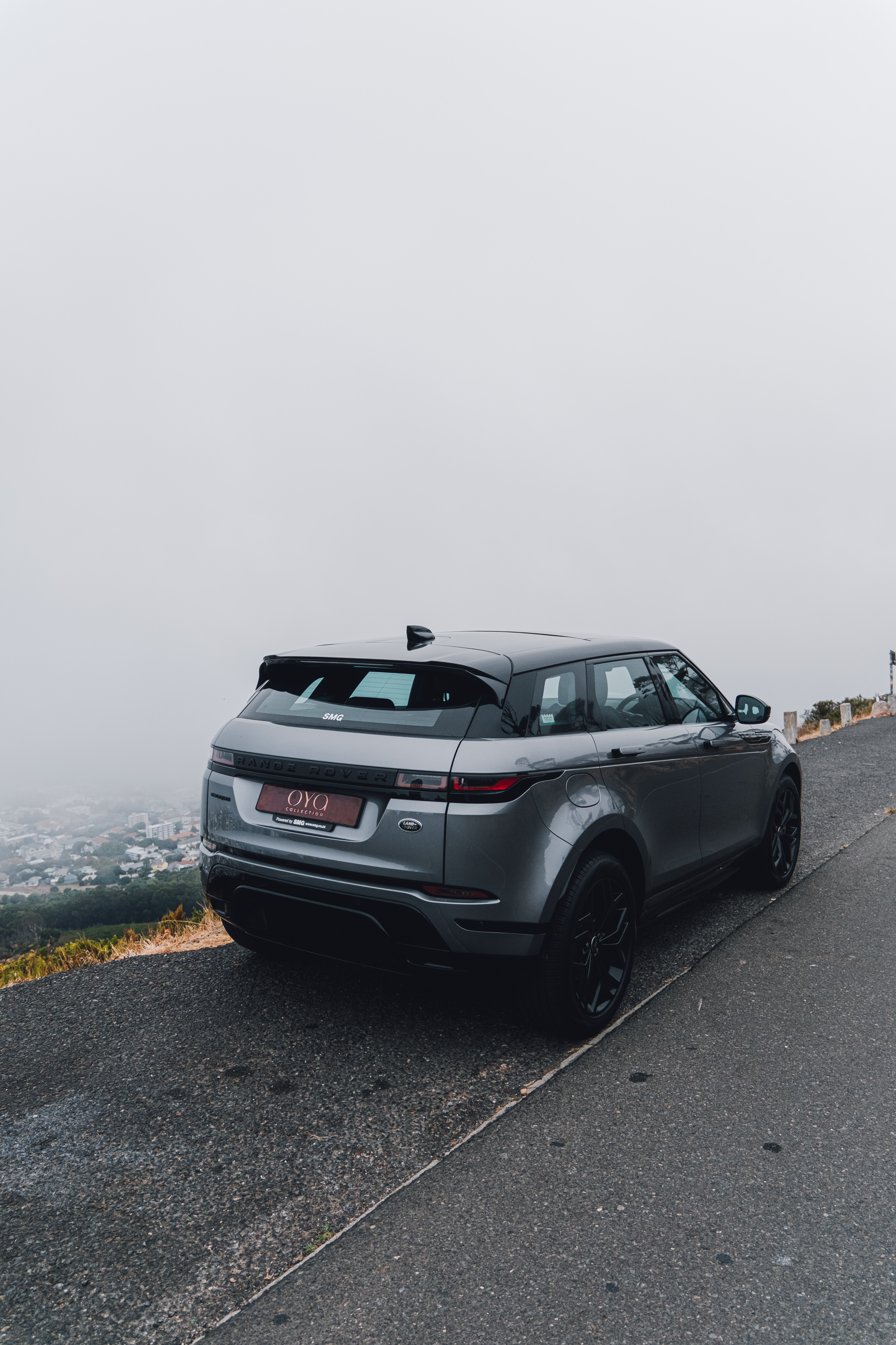 Silver 2022 Range Rover Evoque D200 front angle.