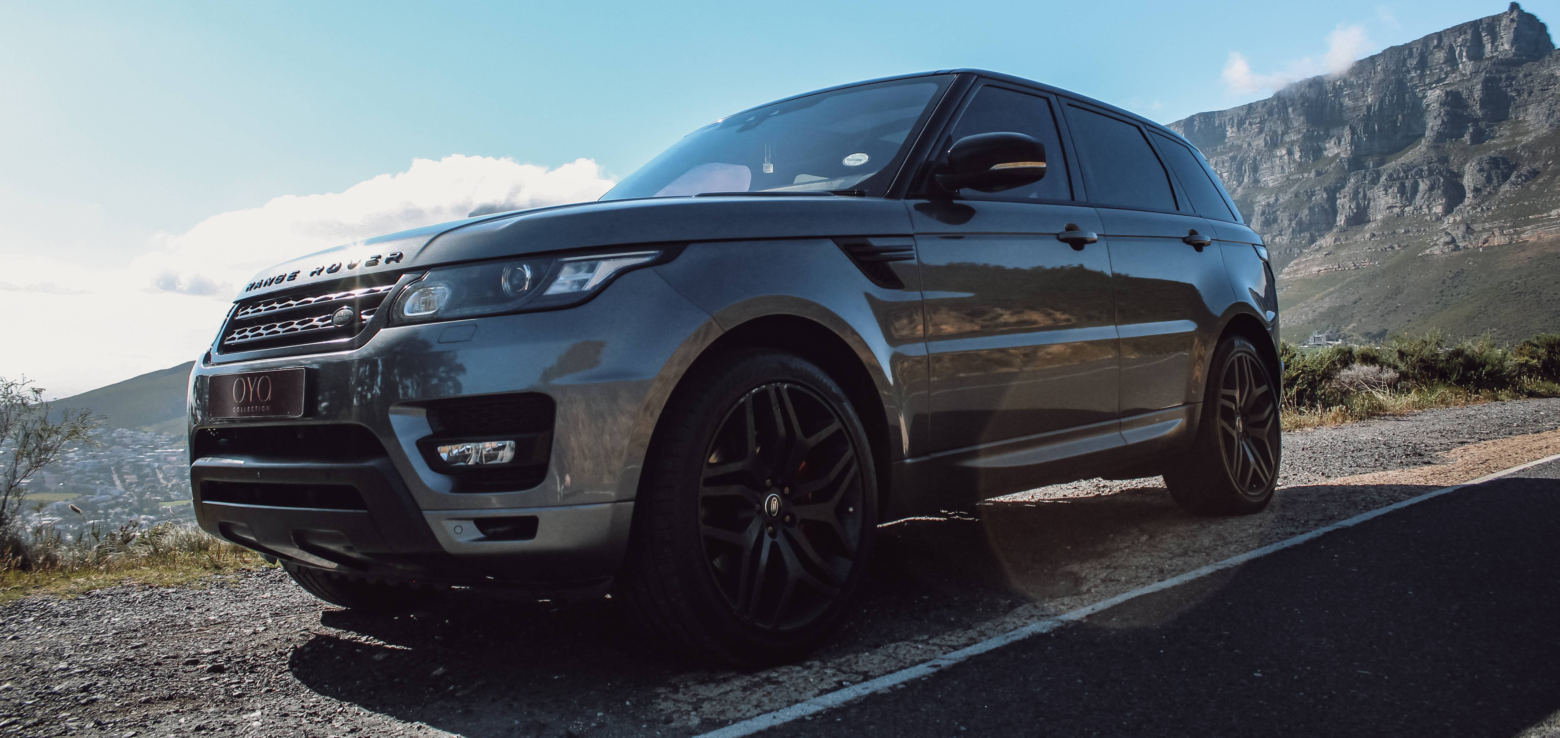 2018 Range Rover Sport V8 Supercharged in gun metal black for hire in Cape Town.