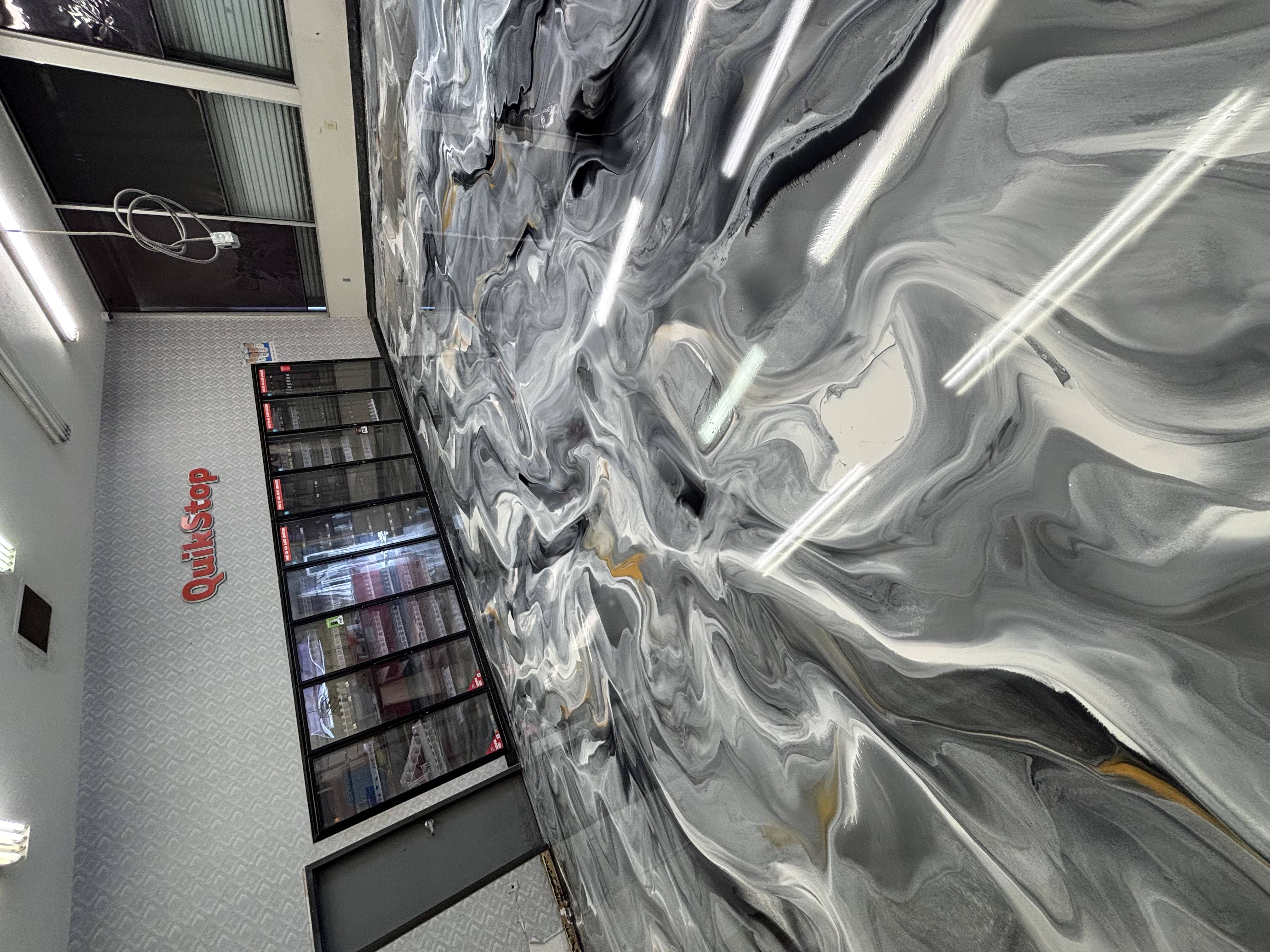 Silver-black metallic commercial floor