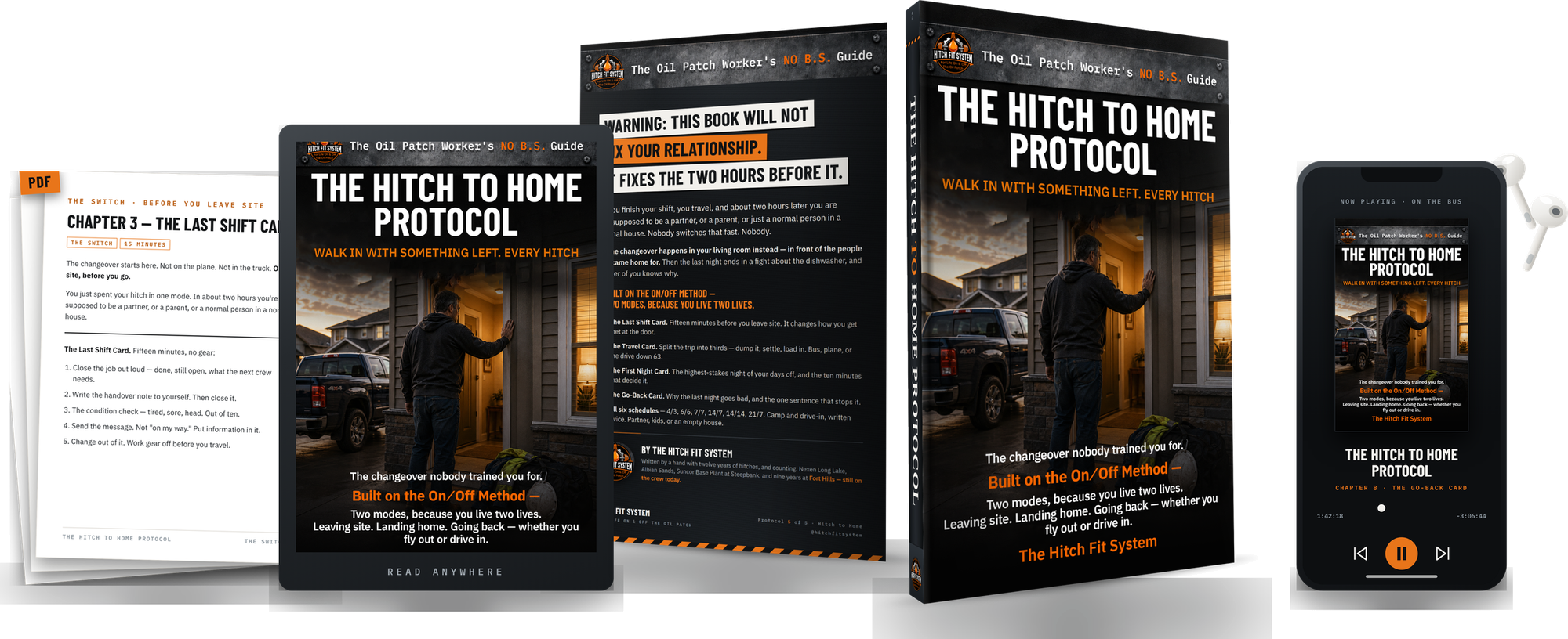 The Hitch To Home Protocol: printable pages, e-reader, book, and the audiobook on a phone