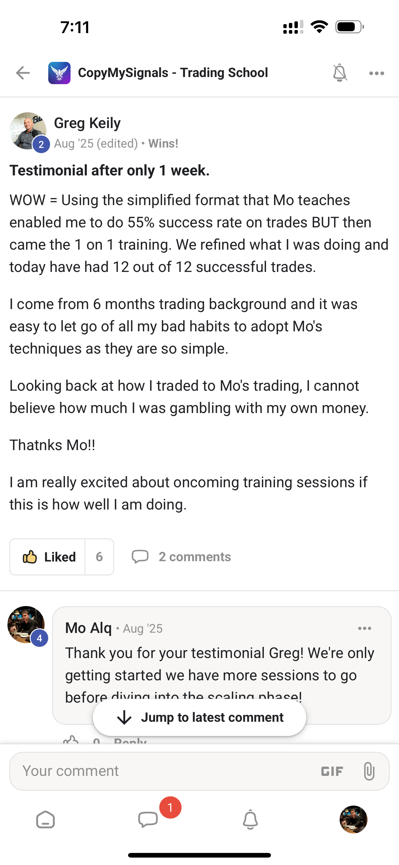 Greg Keily - 12/12 Successful Trades