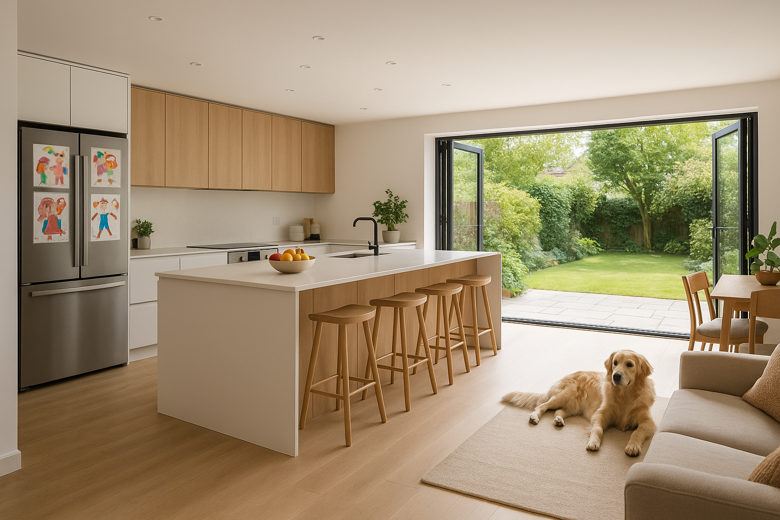 Open-plan family kitchen