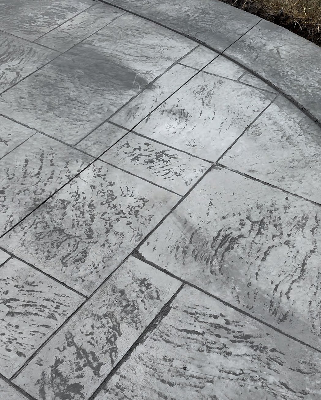 Close-up of an Italian slate stamped concrete texture in Steveston, Richmond BC