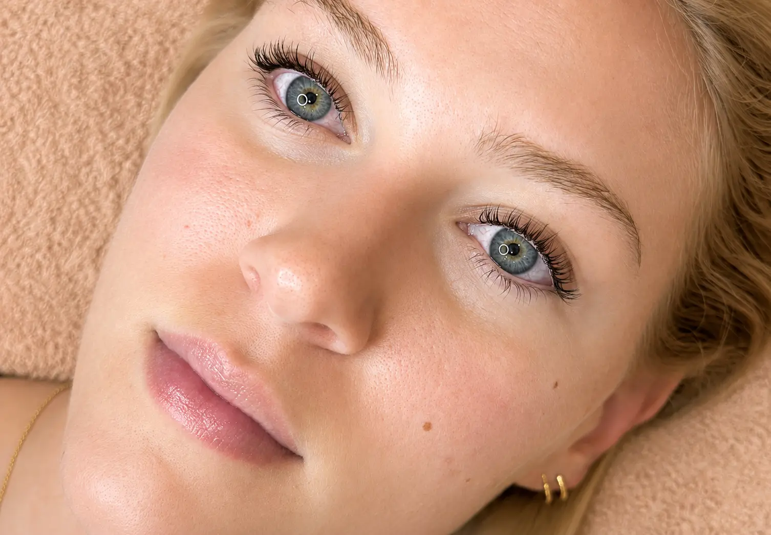 Client wearing Natural lashes