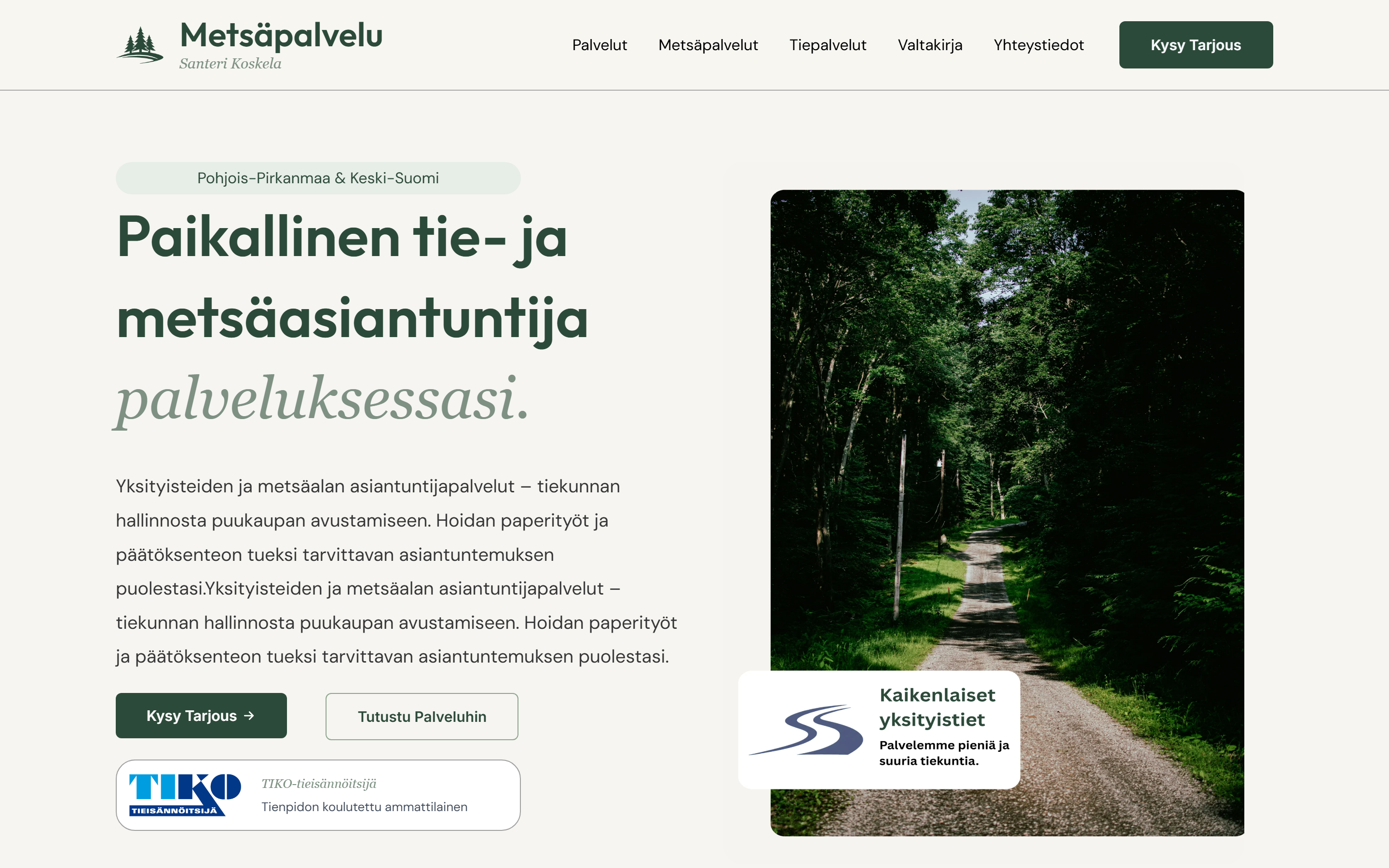 Metsäpalvelu Koskela website