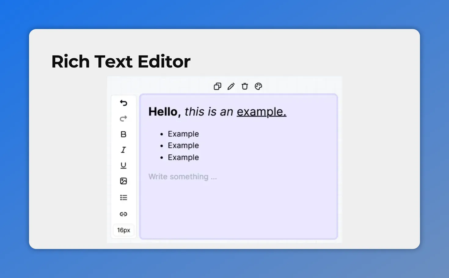 Workflow sticky note rich text editor example with formatted text and bullets