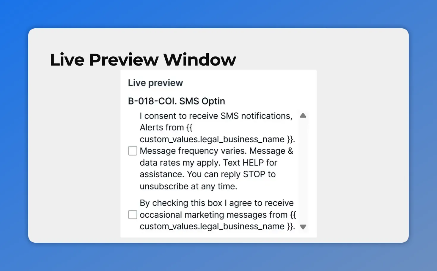 Live preview window displaying the custom field content on the contact page