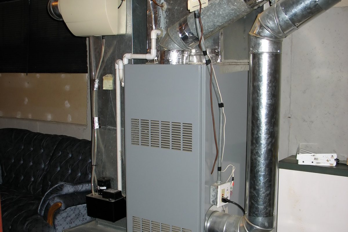 Gas furnace in a basement