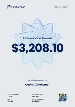 Qudrat 的 FundingPips 出金證書：2025 年 12 月 24 日 $3,208.10