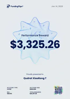 Qudrat 的 FundingPips 出金證書：2026 年 1 月 14 日 $3,325.26