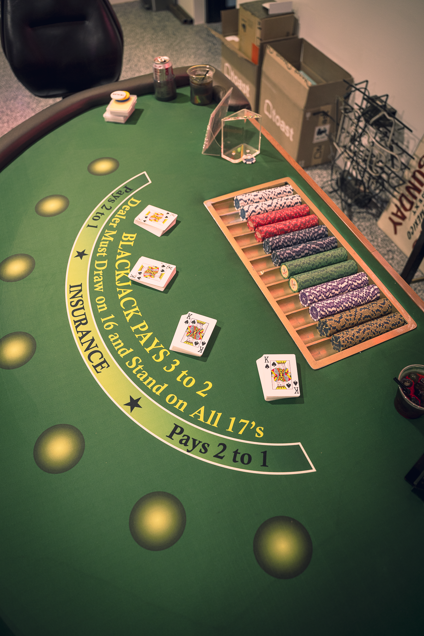 Blackjack table setup at Double E Lifestyle event in Texas.