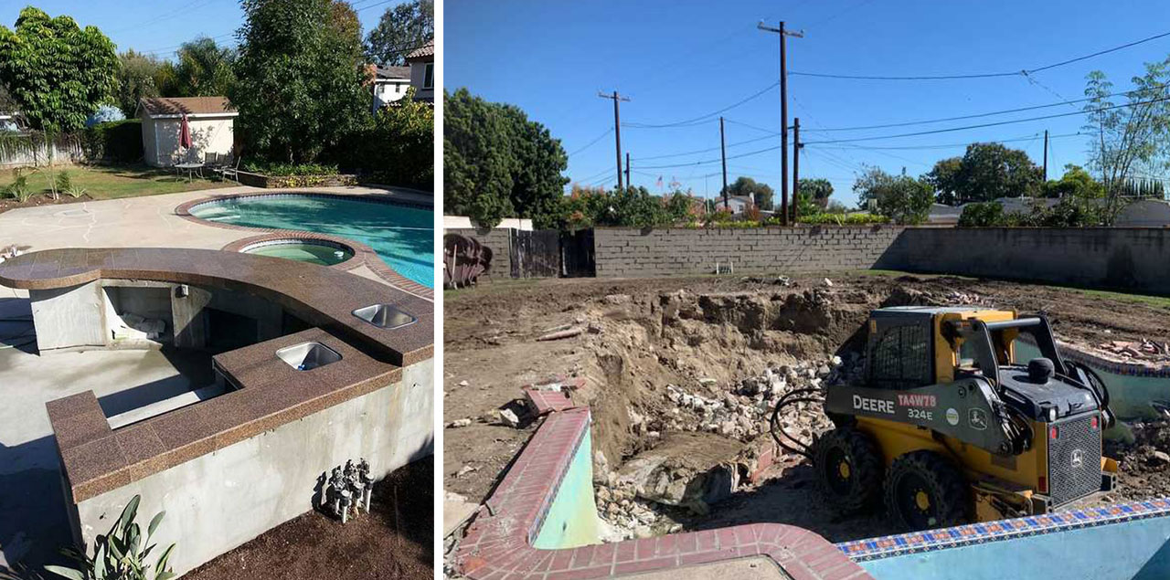 Backyard transformation after pool demolition services in Santa Ana