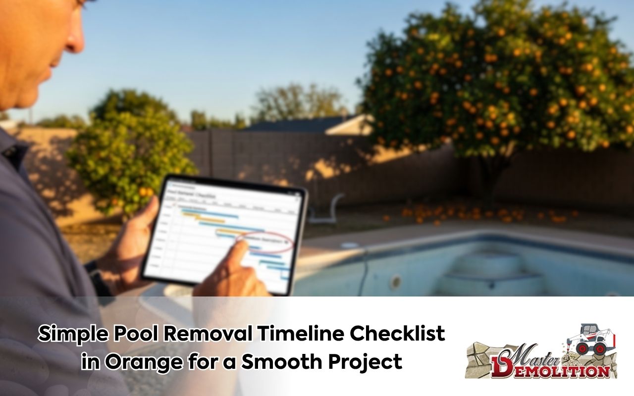 Simple Pool Removal Timeline Checklist in Orange for a Smooth Project