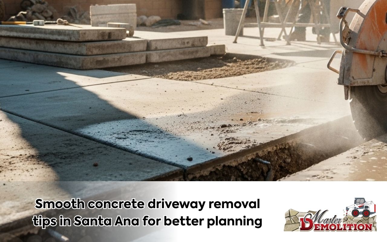Smooth concrete driveway removal tips in Santa Ana for better planning