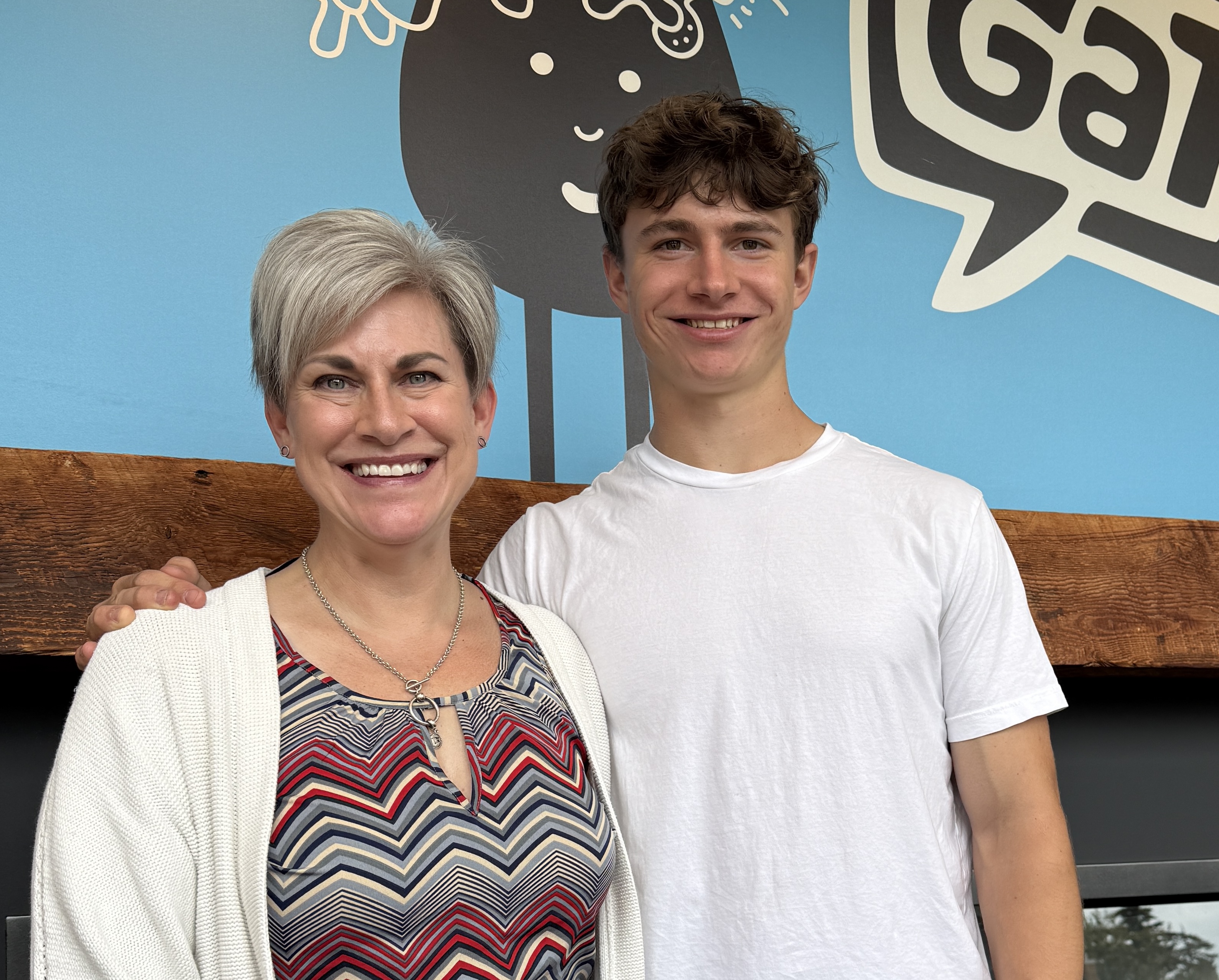 Leanne and her son Nolan on move-in day at his dorm