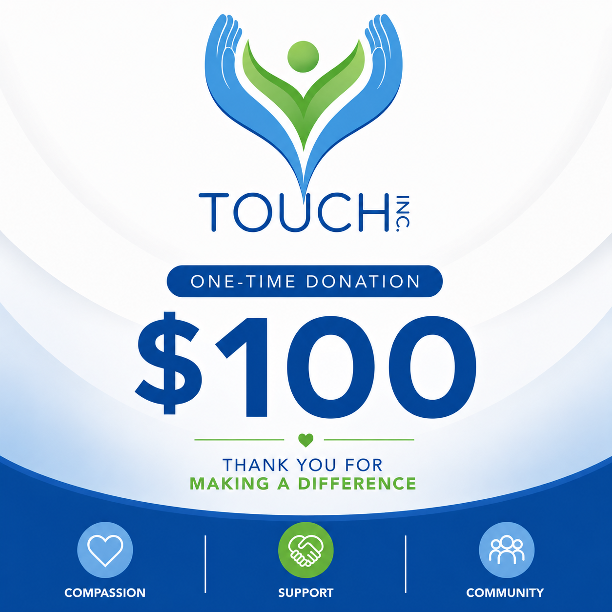 One-time $100 donation to TOUCH Inc.