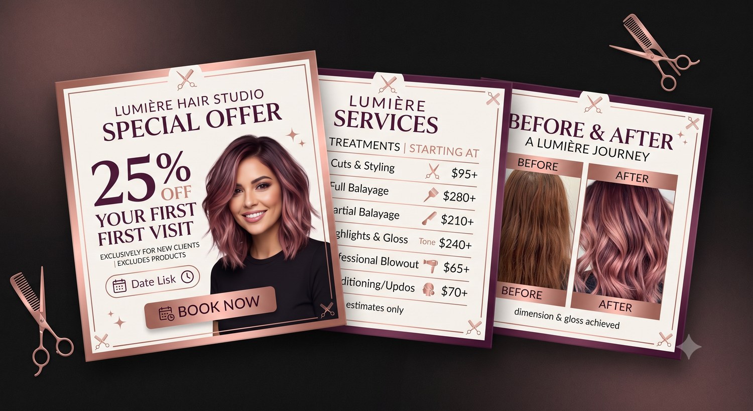 Lumière Hair Studio campaign posts