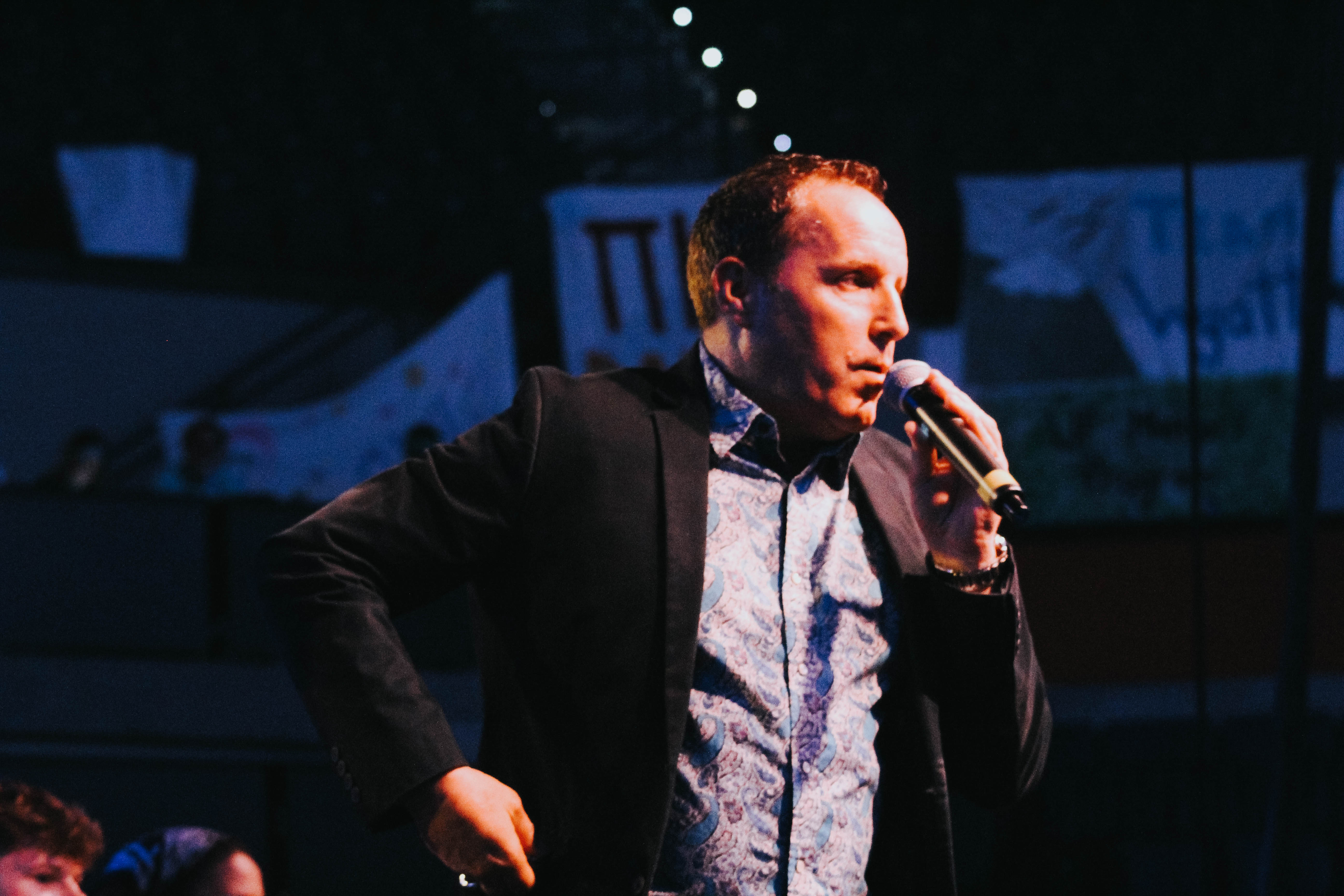 Stage with microphone ready for hypnosis show