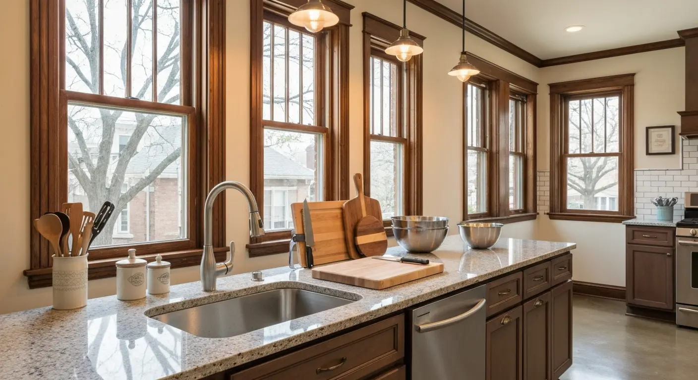 Kitchen island with sink and prep space
