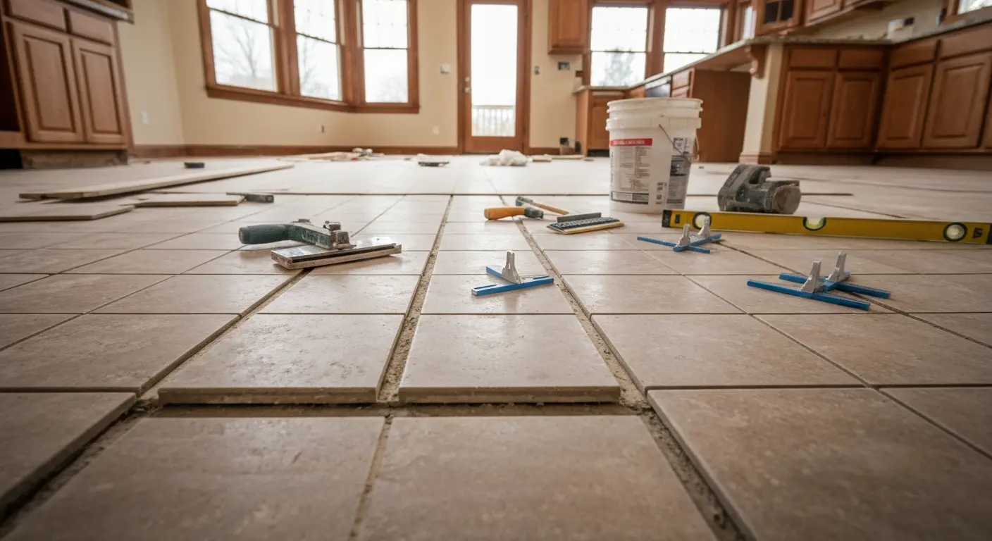 Tile flooring installation