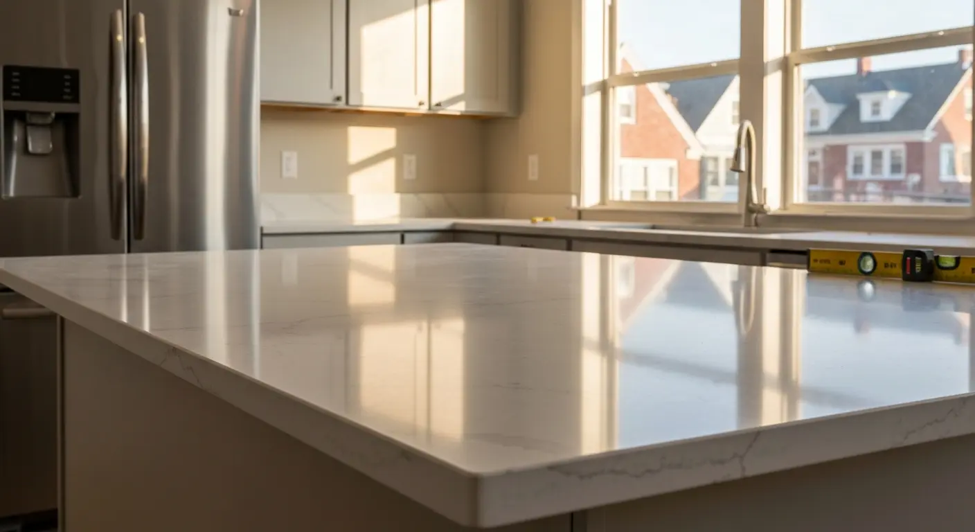 Quartz countertop installation