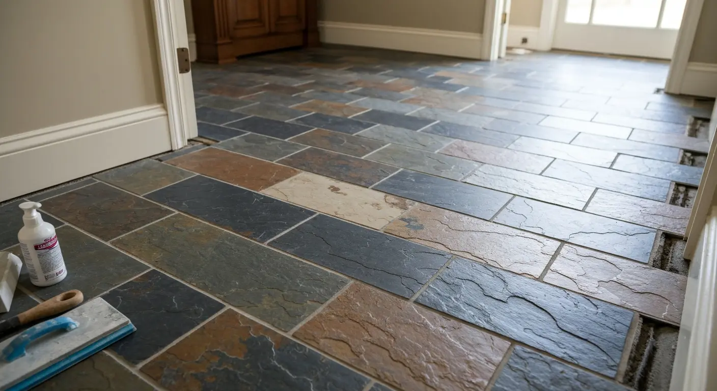 Natural stone bathroom flooring