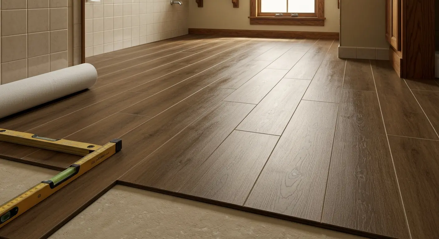 Luxury vinyl plank bathroom flooring