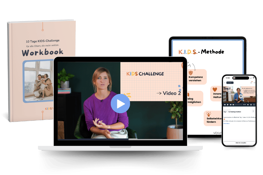 Online Kinderyoga Darstellung mit Laptop, Tablet und Handy