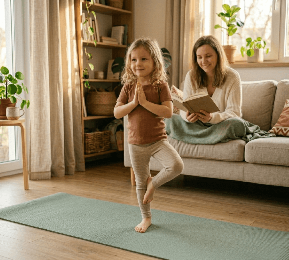 Kind beim Online Kinderyoga