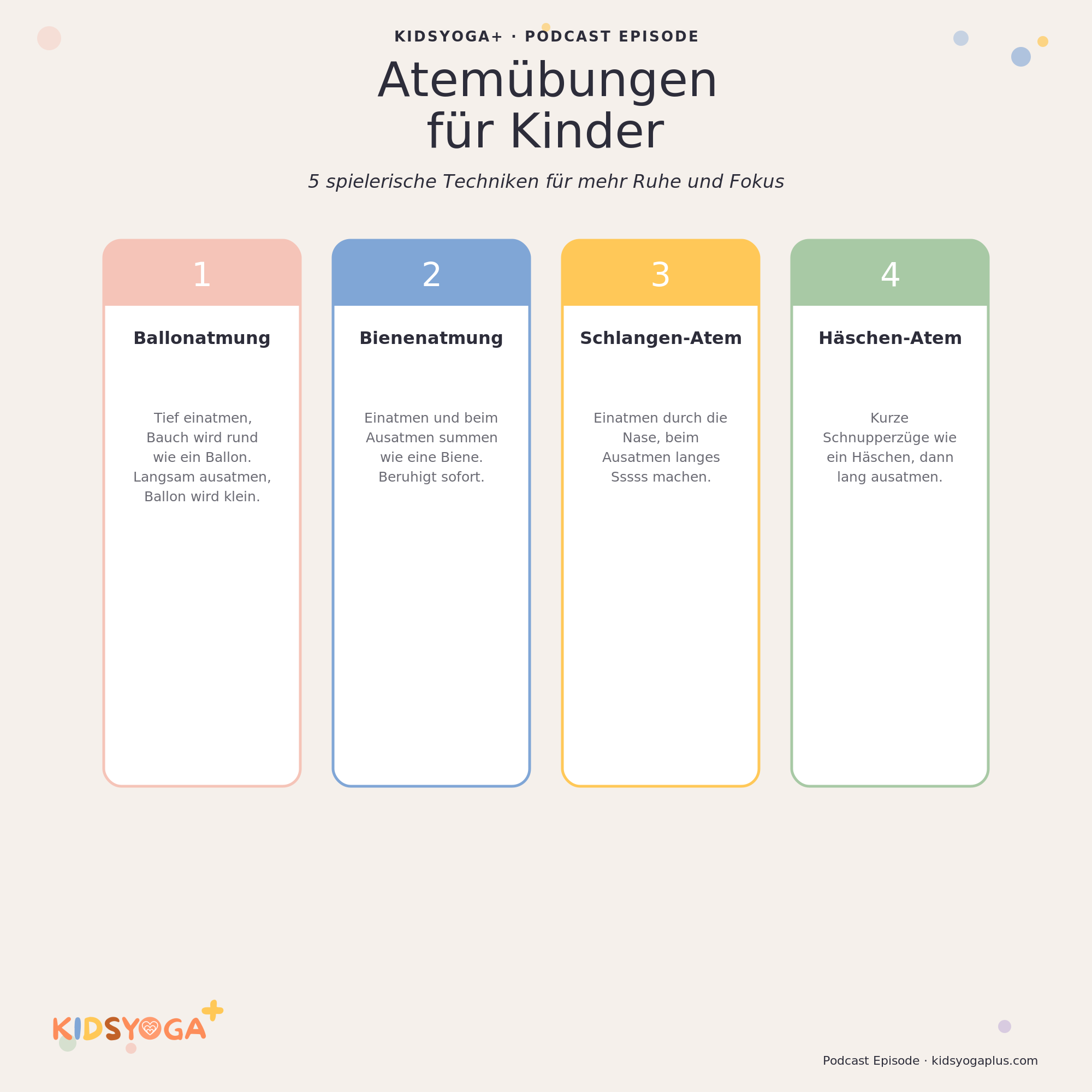 Infografik 5 Atemübungen für Kinder - KIDSYOGA+