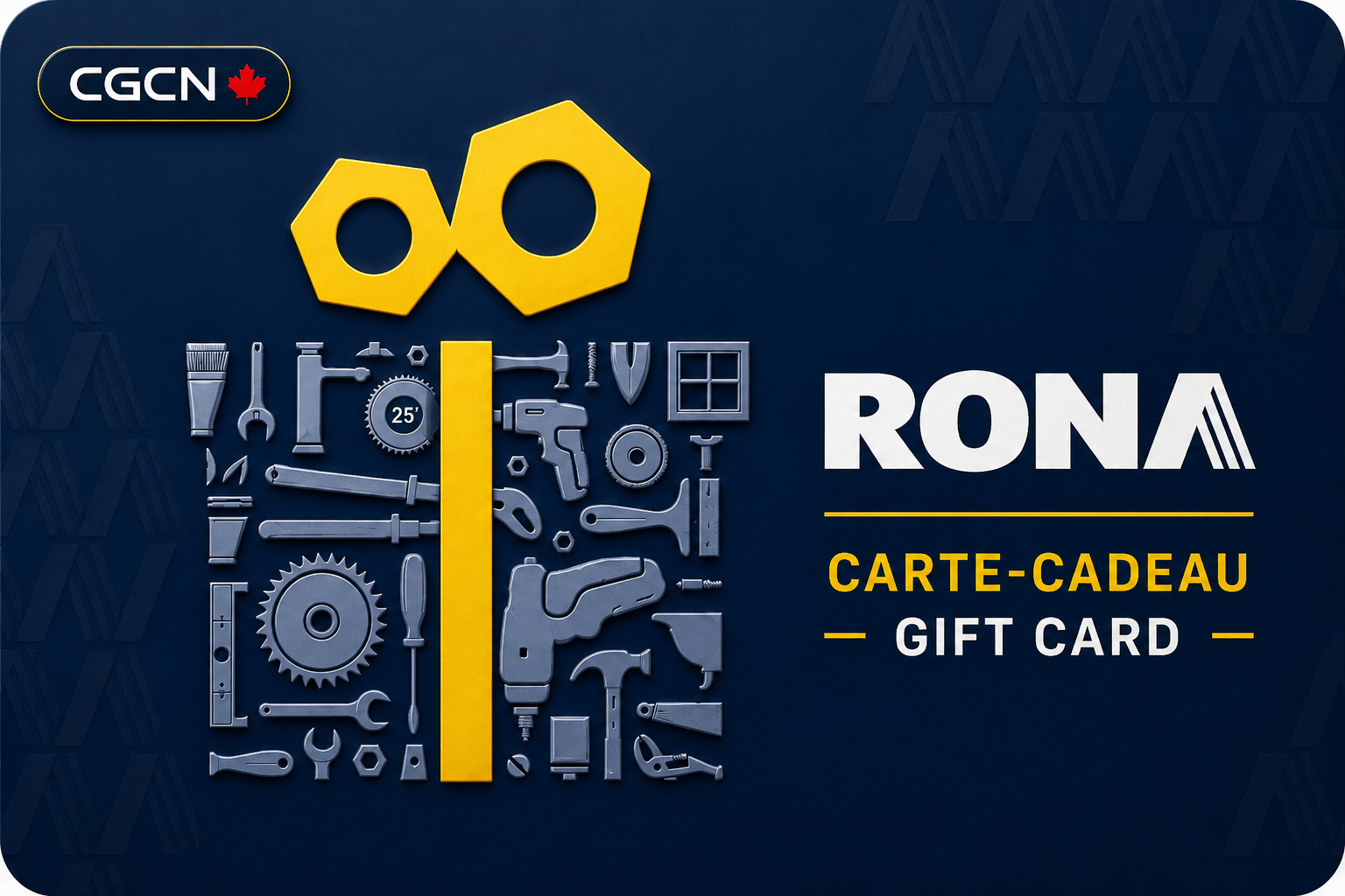 RONA gift card shown beside a Canadian balance-check guide
