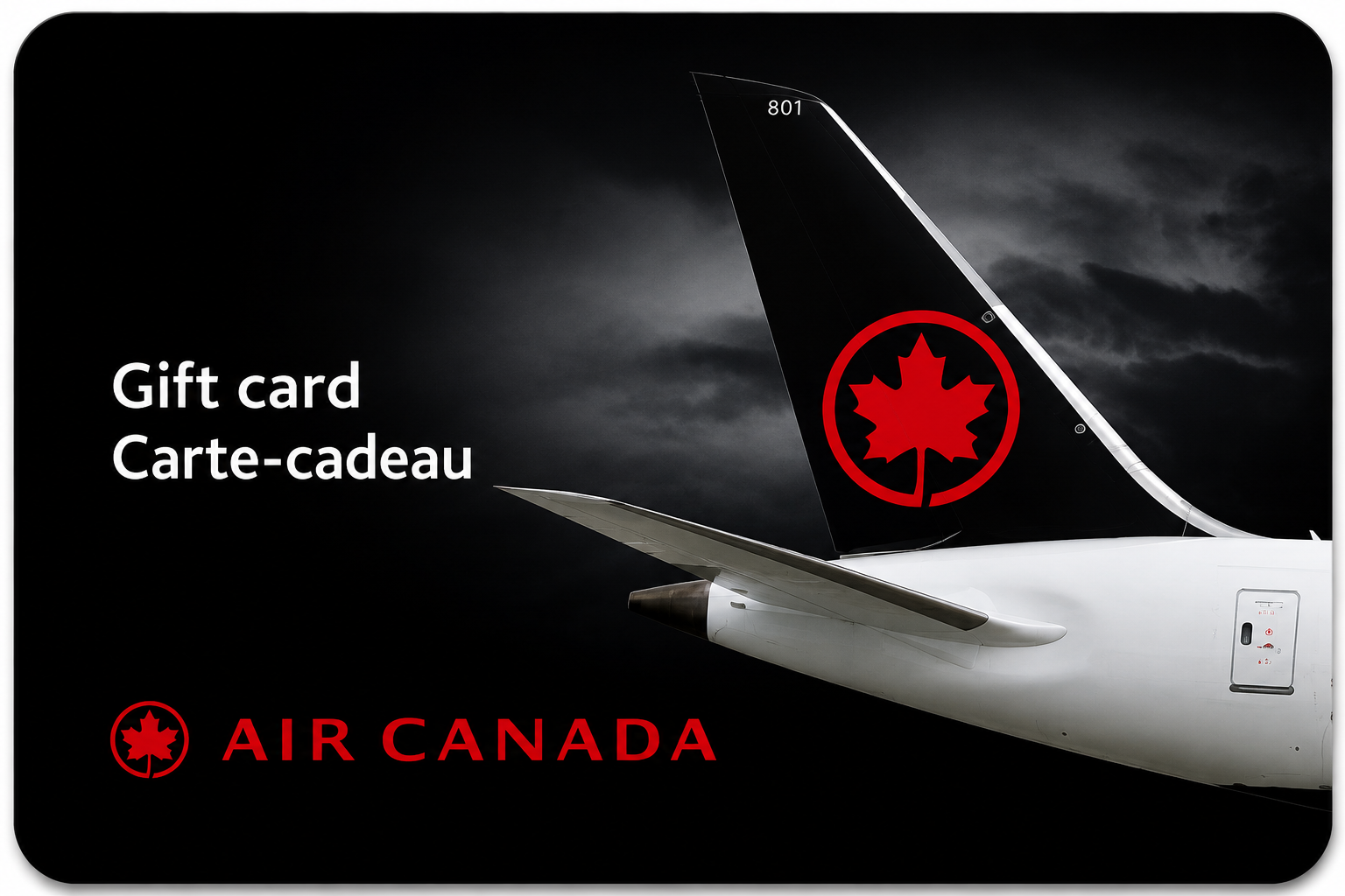 Air Canada gift card shown beside a Canadian balance-check guide