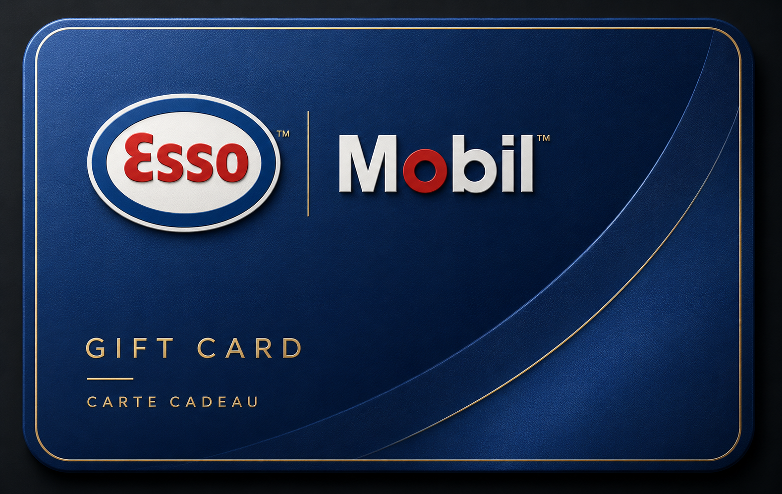Esso and Mobil gift card shown beside a Canadian balance-check guide