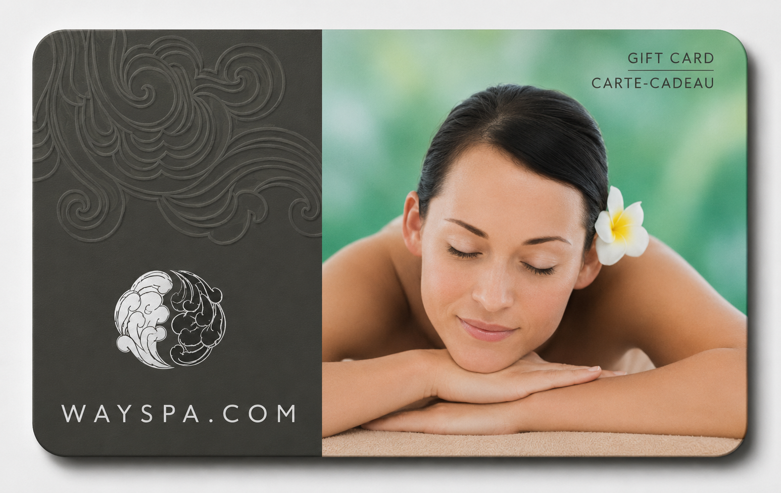 WaySpa gift card shown beside a Canadian balance-check guide