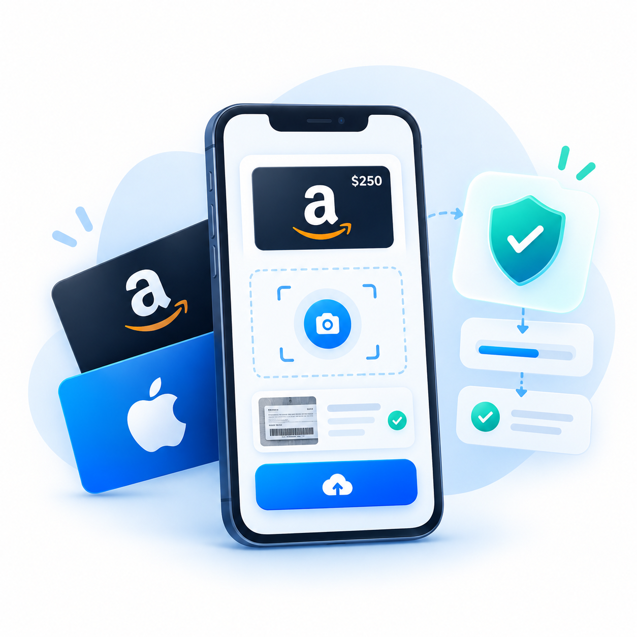 Secure seller and gift card verification on a phone