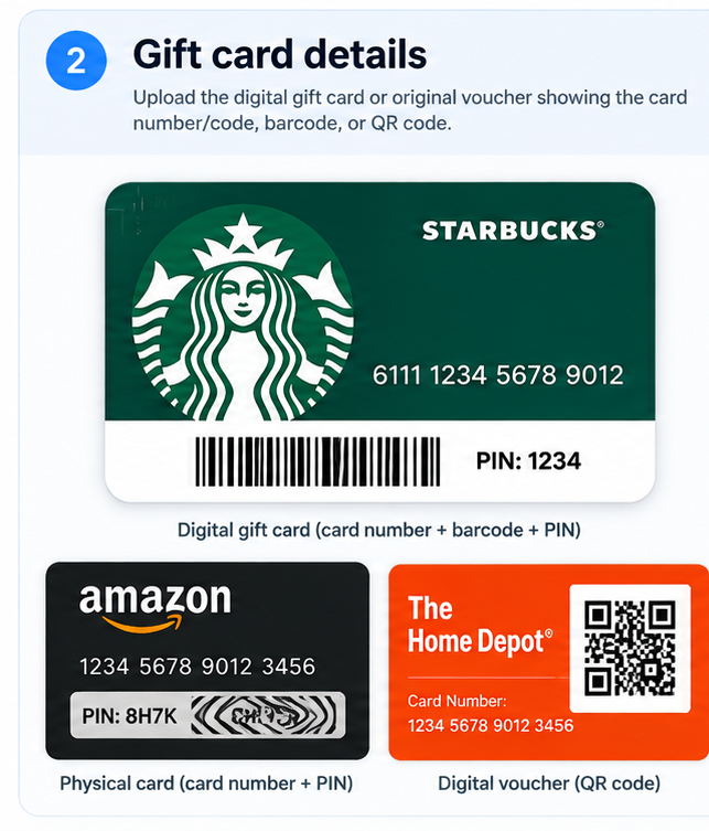 Gift card details example