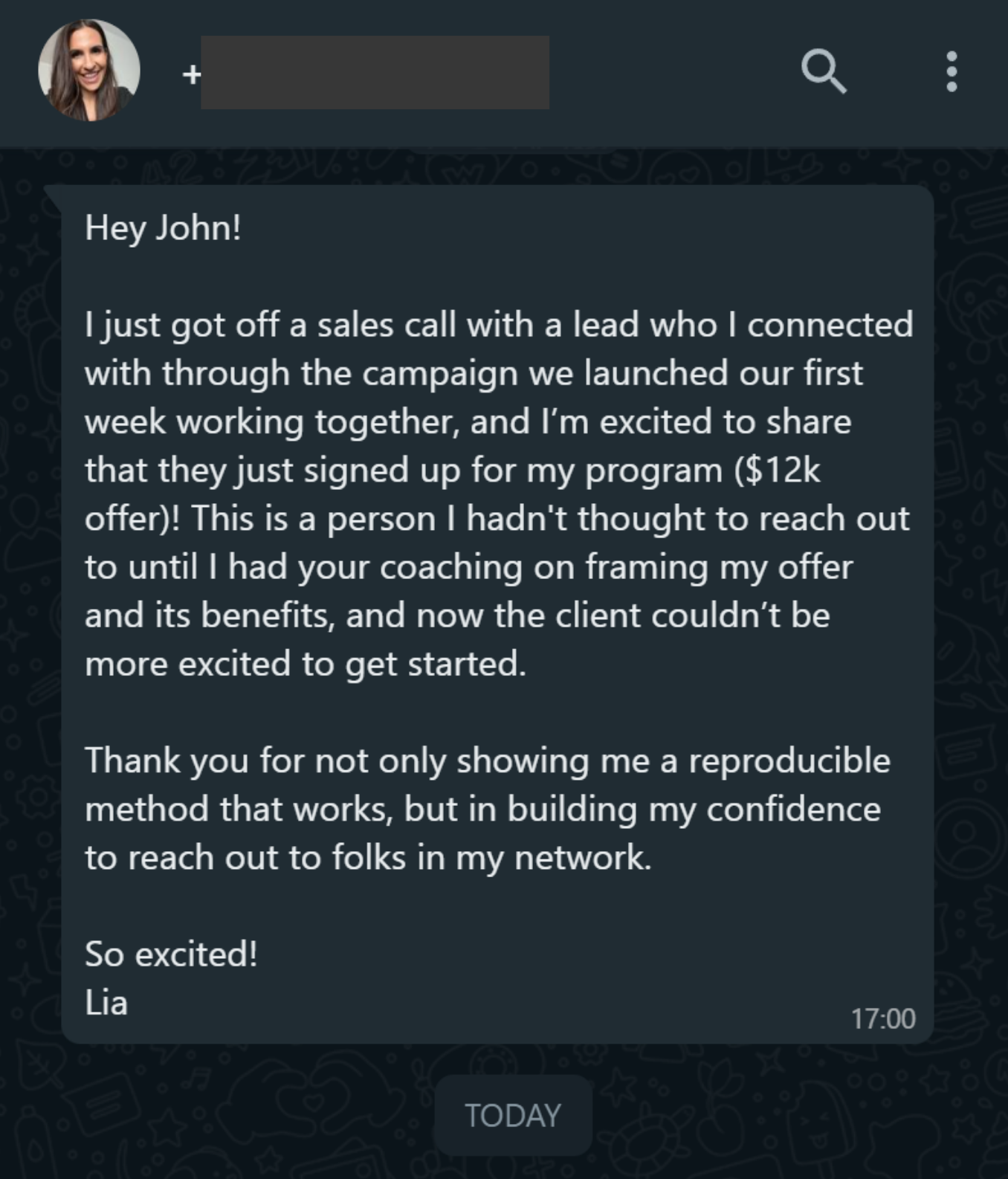 Lia Garvin $12k program closed
