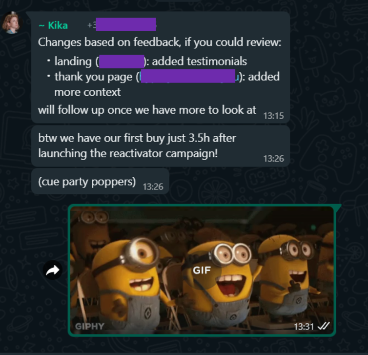 First sale 3.5 hours after launch