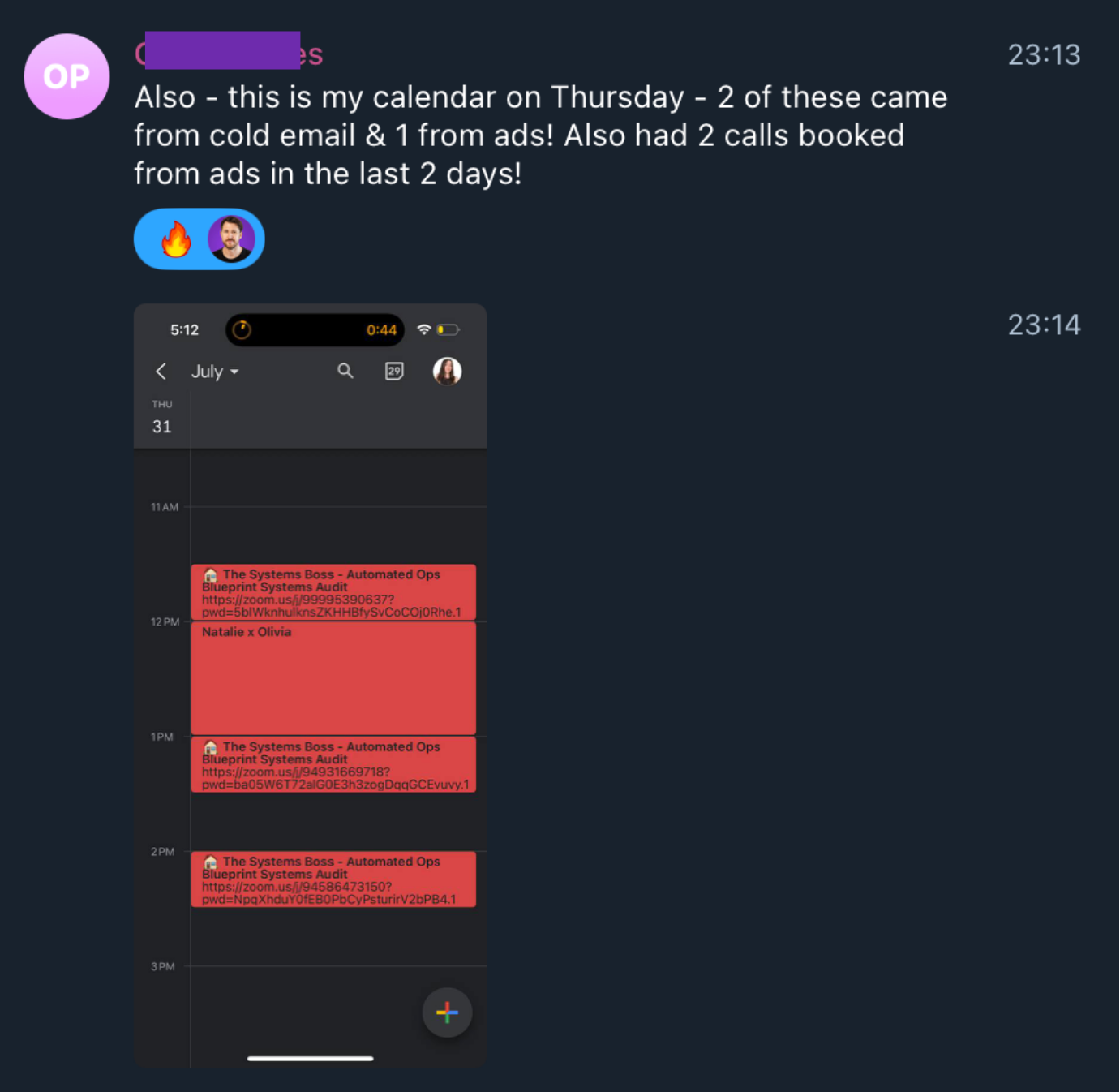 Calendar full of booked calls