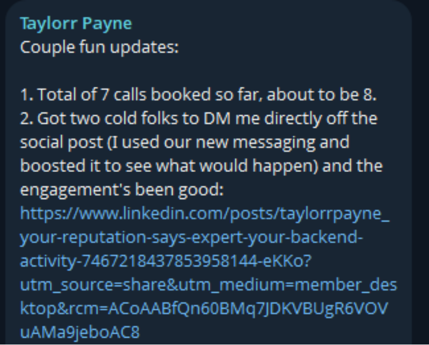 Taylorr 7 calls booked