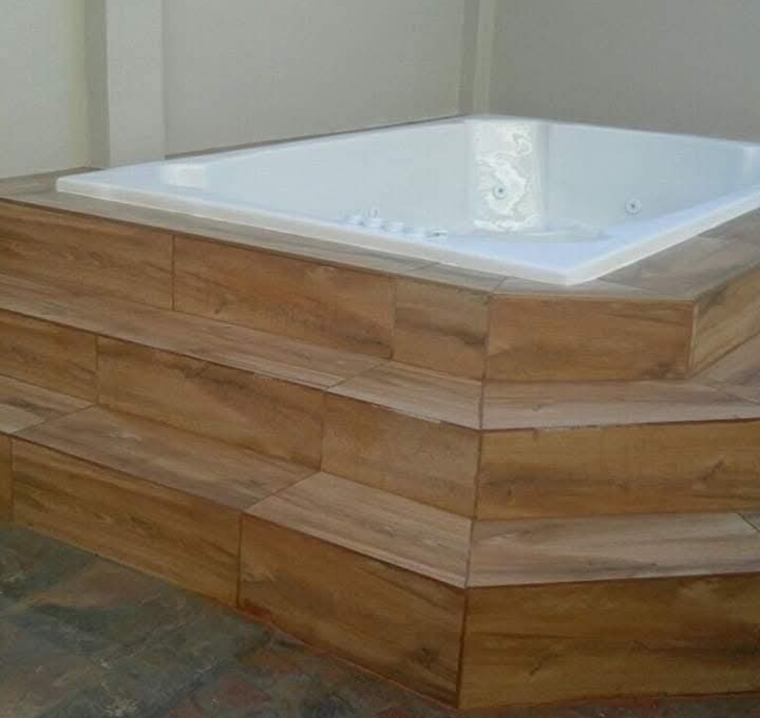 Jacuzzi with finished timber surround