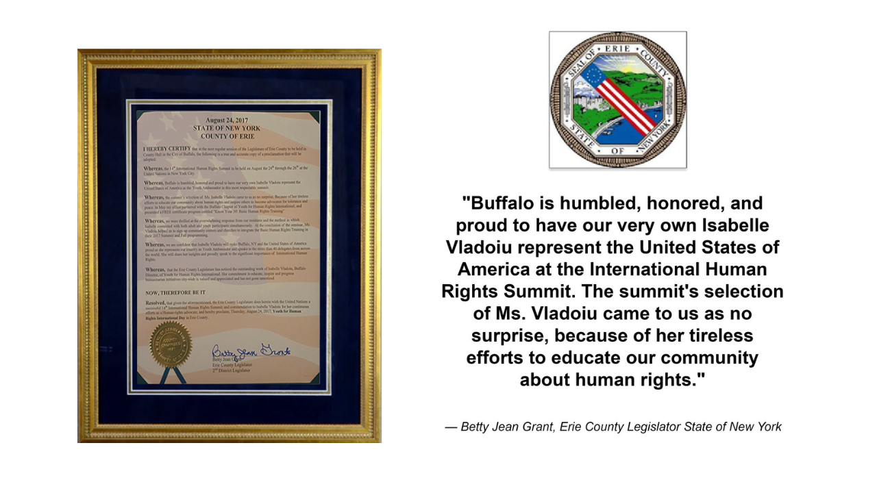 Betty Jean Grant legislation recognition to Dr Isabelle Vladoiu